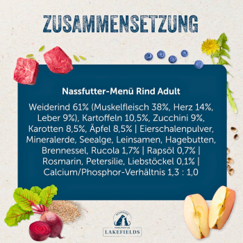 Nassfutter-Menü Rind – Premium Alleinfuttermittel für Hunde mit frischem Weiderind, Gemüse & Kräutern